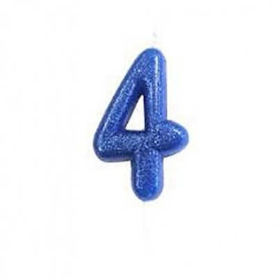 Vela azul em forma do número 4