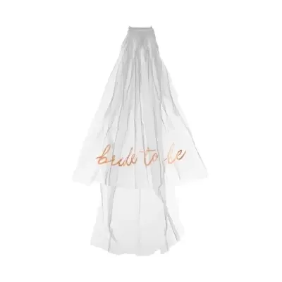 Véu de noiva branco com texto bride to be em laranja