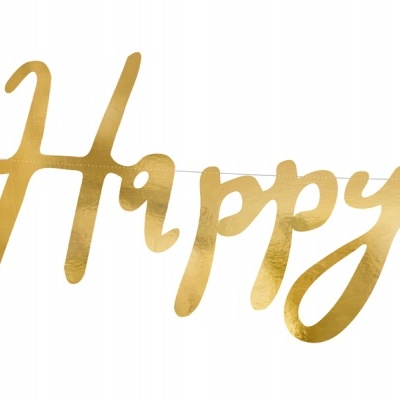 Decoração festa letras douradas 'Happy'
