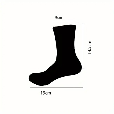 Meia preta com medidas em fundo branco