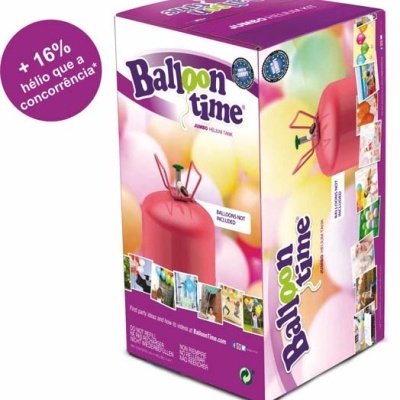 Caixa Balloon Time com botija de gás hélio para balões