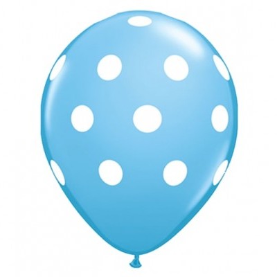 Balão azul com bolinhas brancas
