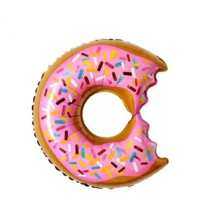 Boia insuflável em forma de donut com cobertura e granulado colorido