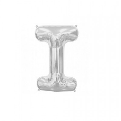 Balão prateado em forma da letra I