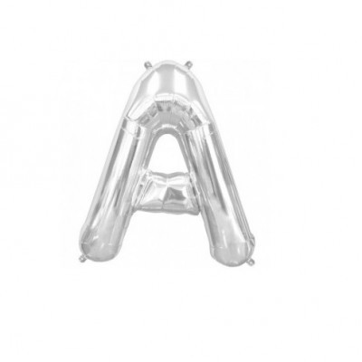 Balão metálico prateado em forma da letra A
