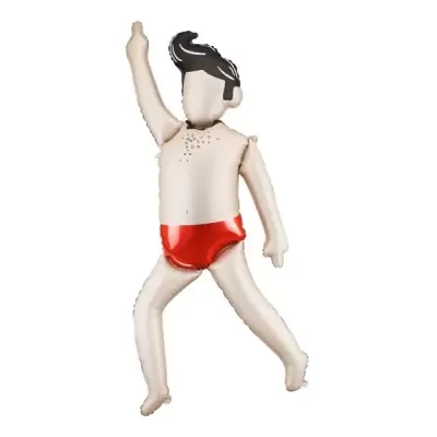 Balão figura humana cabelo preto e cueca vermelha