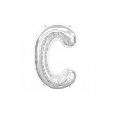 Balão metalizado em forma da letra C prateado