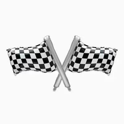 Dois balões de bandeira de xadrez cruzados