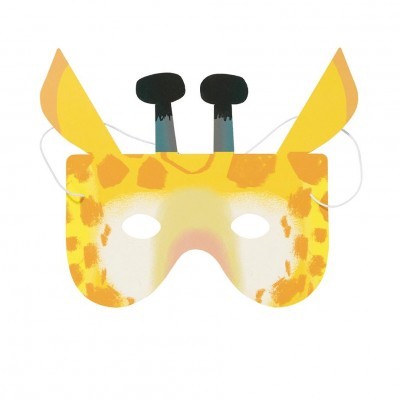 Máscara de girafa colorida com elástico branco