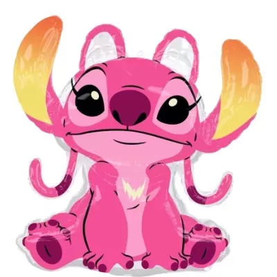 Balão foil cor-de-rosa personagem animado com orelhas amarelas grandes