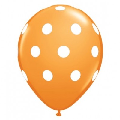 Balão laranja com bolinhas brancas