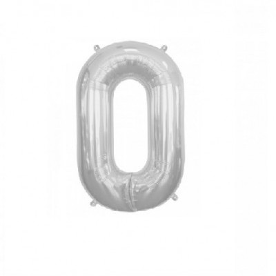 Balão prateado em forma do número 0