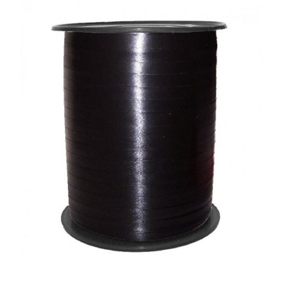 Rolo de fita decorativa preta brilhante em carretel preto