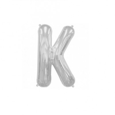 Balão metálico prateado em forma da letra K