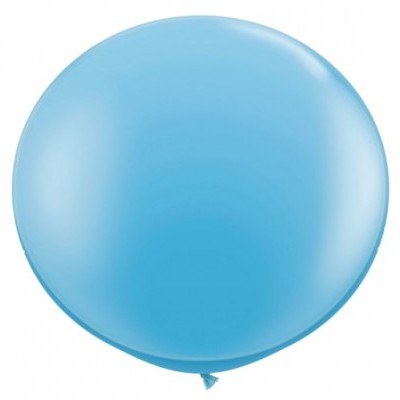 Balão grande redondo azul de latex com nó na parte inferior