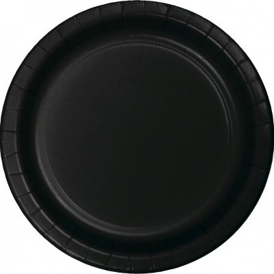 Prato descartável de papel preto redondo
