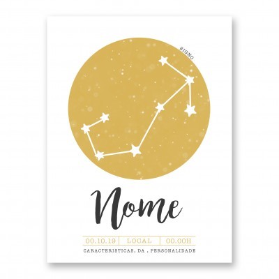 Poster branco com constelação de Bigão e texto personalizado