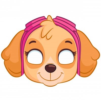 Máscara de rosto de cão para criança com orelhas grandes e detalhes cor de rosa