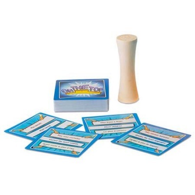 Jogo de cartas On The Toe com ampulheta de madeira