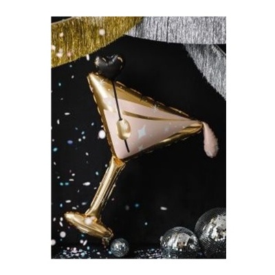 Balão shaped like a cocktail glass with glitter and confetti