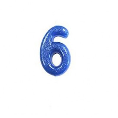 Número 6 azul brilhante