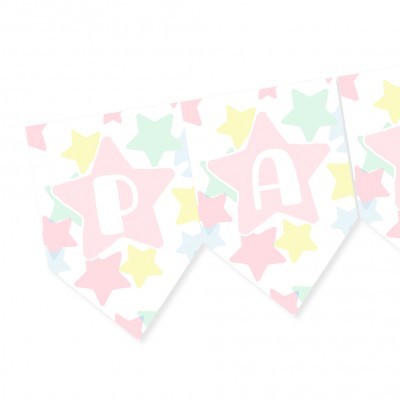 Faixa de papel decorativa colorida com estrelas e letras