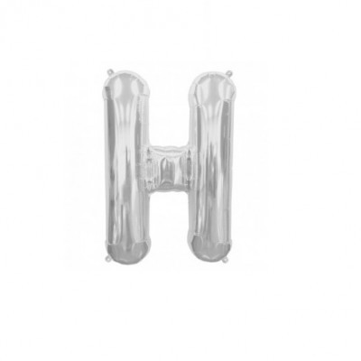 Balão metalizado prateado em forma da letra H