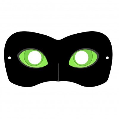 Máscara preta com olhos verdes desenhados para carnaval ou festa