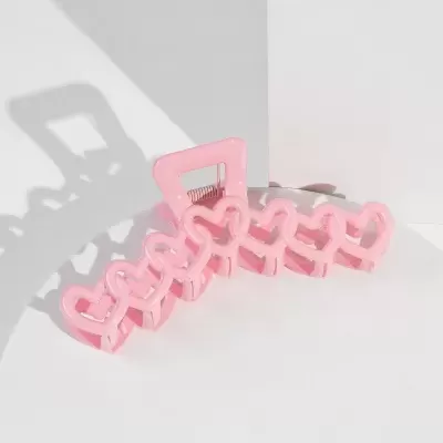 Presilha de cabelo de plástico rosa com elos