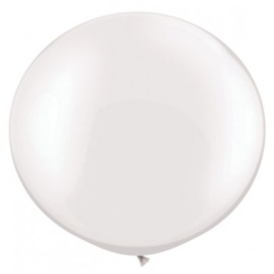 Balão redondo branco grande com nó preto.