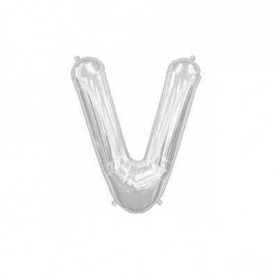 Balão prateado formato letra V