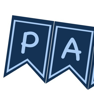 Bandeirola decorativa azul com letras P e A em azul claro