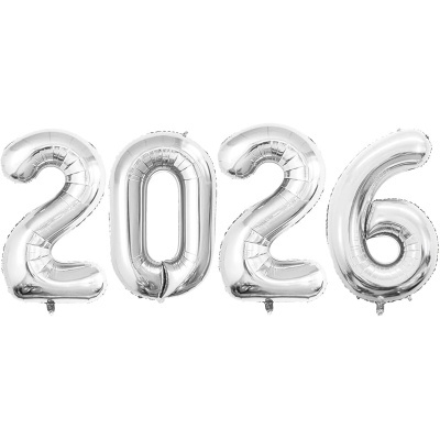 Balões prateados dos números 2026