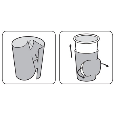 Instruções para suporte flexível de copo em preto e branco