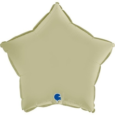 Balão estrela bege metálico com válvula azul