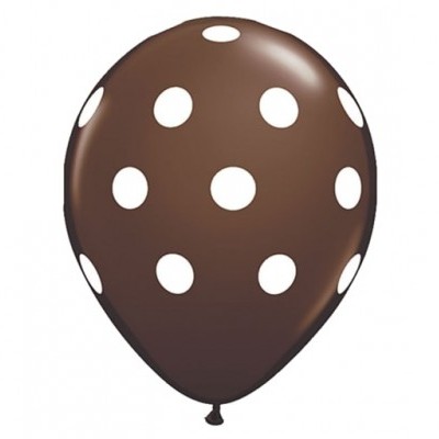 Balão castanho com bolinhas brancas