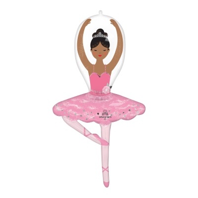 Balão em forma de bailarina com vestido cor-de-rosa e tiara