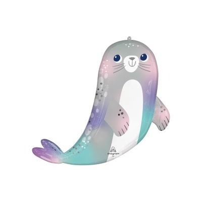 Balão metalizado em forma de foca colorida