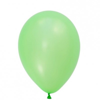 Balão verde claro brilhante com nó verde em fundo branco