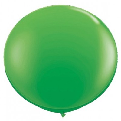 Balão verde grande redondo de látex com nó na base