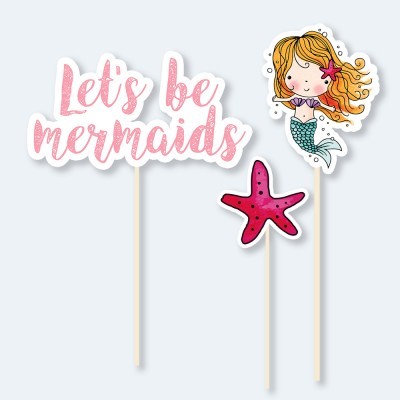 Toppers para bolos com tema de sereia e estrela do mar