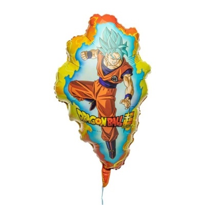 Balão metalizado Dragon Ball Super com personagem e fundo colorido