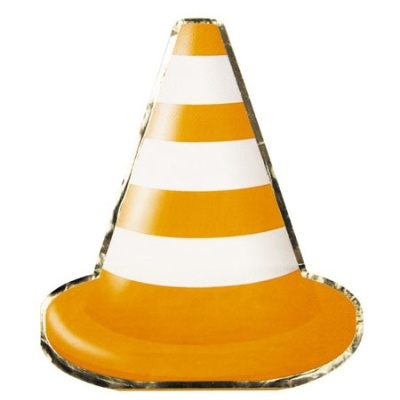 Chapéu de cone laranja e branco com riscas