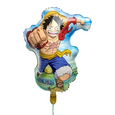 Balão de alumínio com personagem de anime e texto ONE PIECE