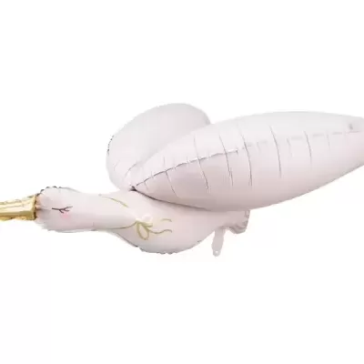 Balão insuflável em forma de cisne branco com bico dourado