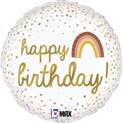 Balão metálico redondo branco com texto 