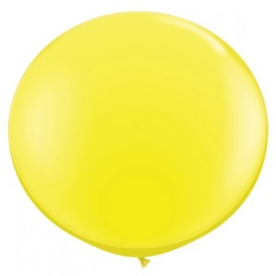 Balão redondo amarelo de látex com laço pequeno