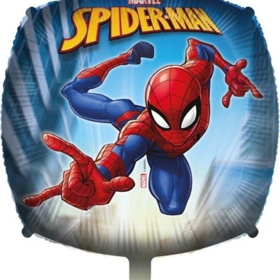 Balão Spider-Man Marvel colorido com fundo azul