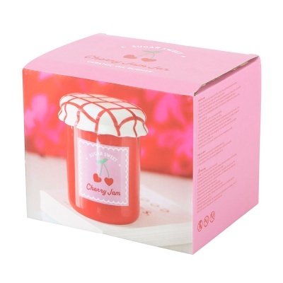 Embalagem rosa de queimador de óleo cerâmico com design de geléia de cereja