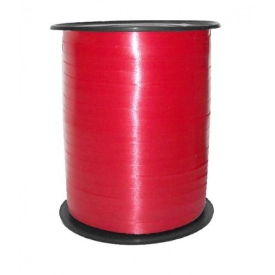 Rolo de fita decorativa vermelha em carretel preto